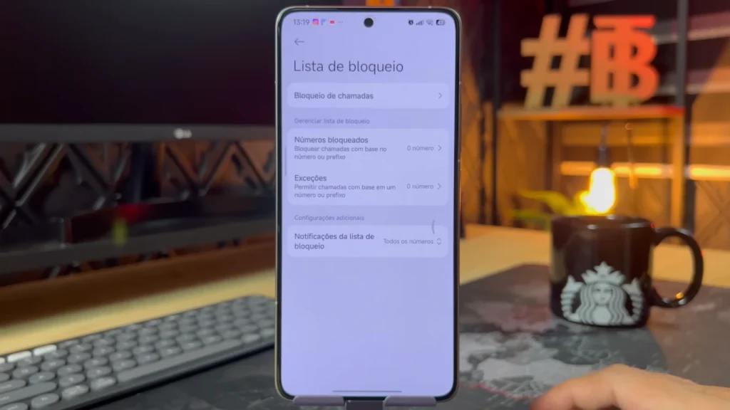 Tela de configurações do discador de chamada da xiaomi mostrando as opções de Bloqueio de Chamadas