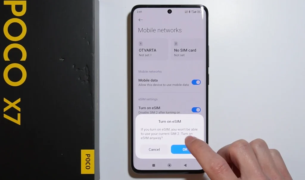 poco x7 eSIM como ativar