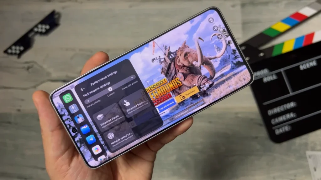 A interface de configurações de desempenho do Game Turbo no HyperOS 2.2, mostrando opções de otimizações para jogos como o PUBG Mobile em um smartphone Xiaomi.