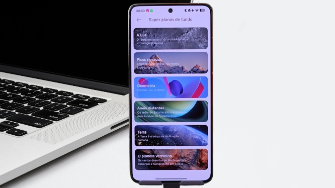 Smartphone Xiaomi exibindo a tela de
