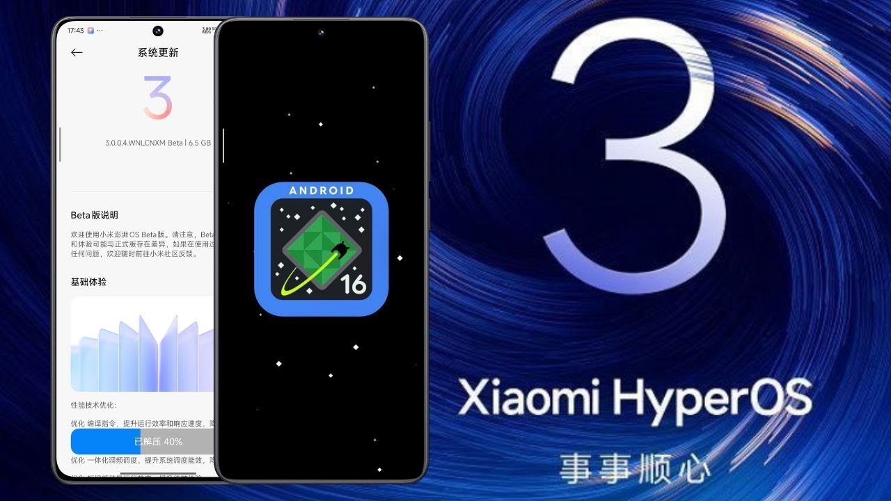 HyperOS 3 Global: status de Atualizações Poco X6 Pro 1 Tela mostrando o sistema HyperOS 3 Global baseado no Android 16 em um POCO X6 Pro, indicando fase beta da atualização.