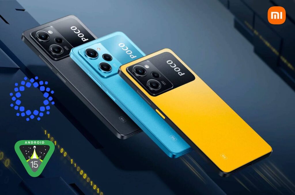 Os aparelhos Poco X6 Pro exibem o módulo de câmeras triplas característico da linha POCO, com a marca em destaque no painel traseiro.
O visual remete à identidade moderna e vibrante do modelo, reforçando o foco no desempenho e no design jovem. prontos para receber o HyperOS 3 Global basiado no Android 16