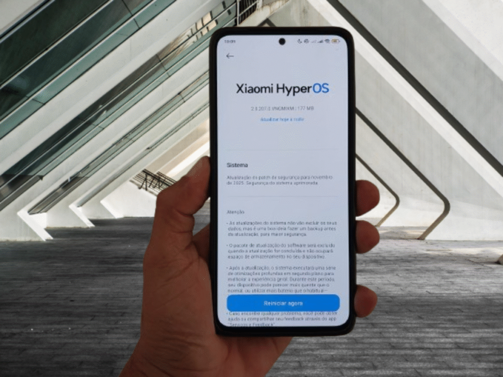 Captura de tela HyperOS 2.2 Redmi Note 13 4G atualização Android 15 segurança 2.0.207.VNGMIXM