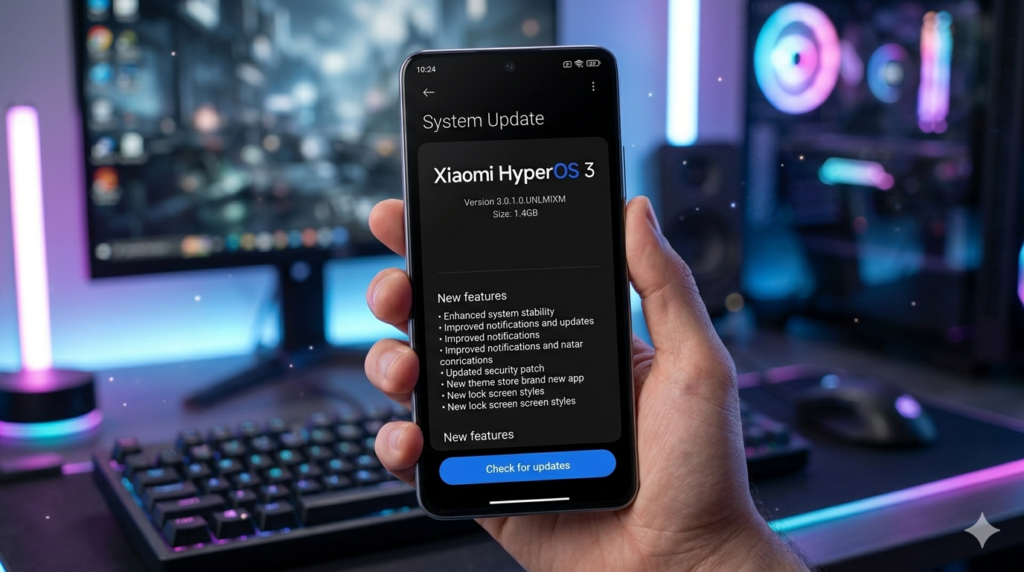 Smartphone POCO X6 Pro sendo segurado por uma mão, exibindo a tela de 