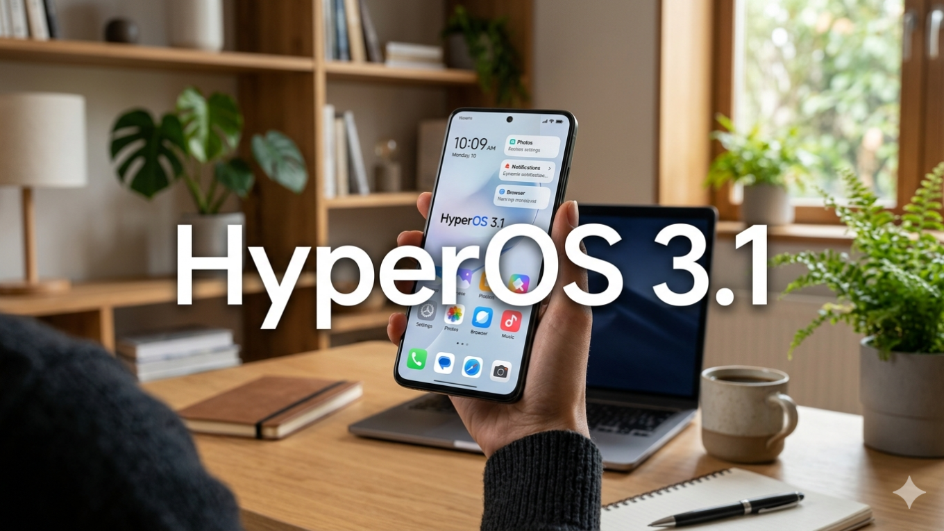 Lista Oficial do HyperOS 3.1: Confira Quais Xiaomi, Redmi e POCO Já Receberam as Novas Atualizações (Global e China) 1 HyperOS 3.1 exibido em smartphone Xiaomi com destaque para nova atualização disponível na lista oficial global e China para dispositivos Redmi e POCO