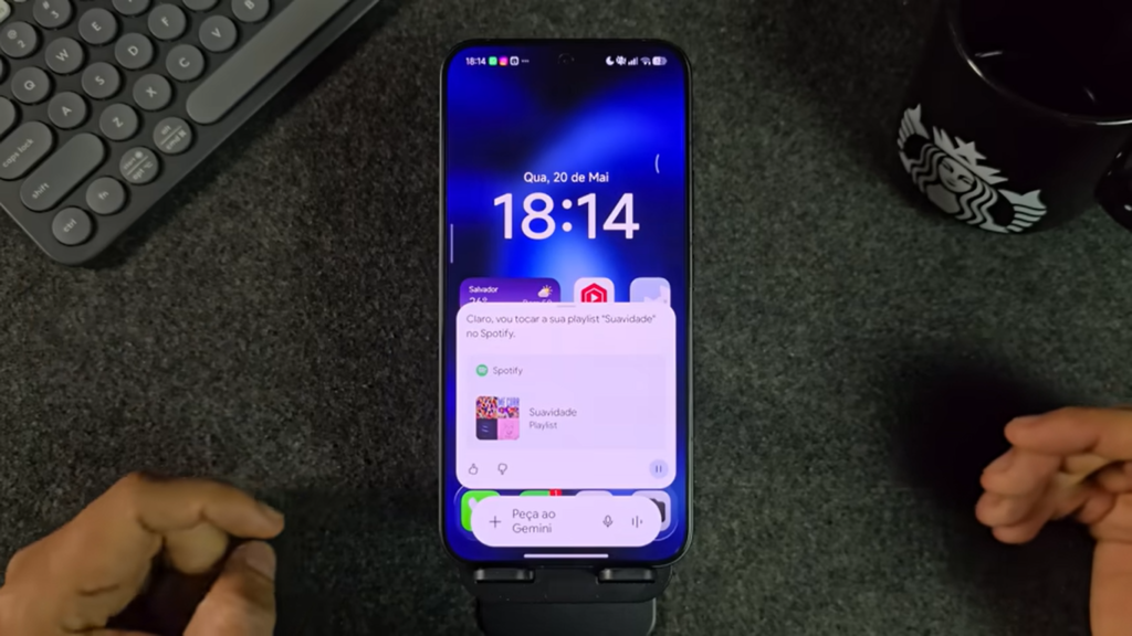 Spotify Respondendo à Sua Voz pelo Novo gemini