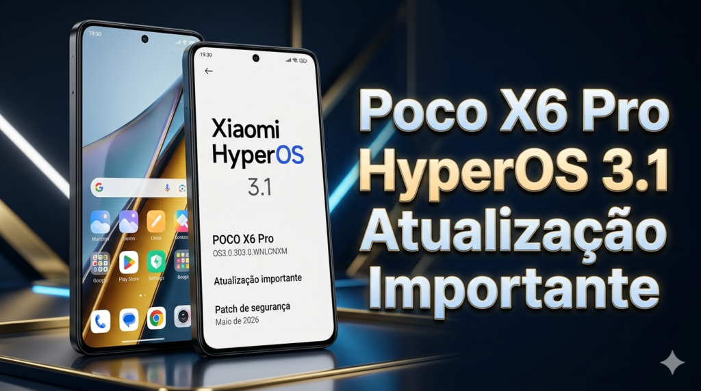 Tela de atualização do Poco X6 Pro com HyperOS 3.1 versão OS3.0.303.0.WNLCNXM liberada em maio de 2026.