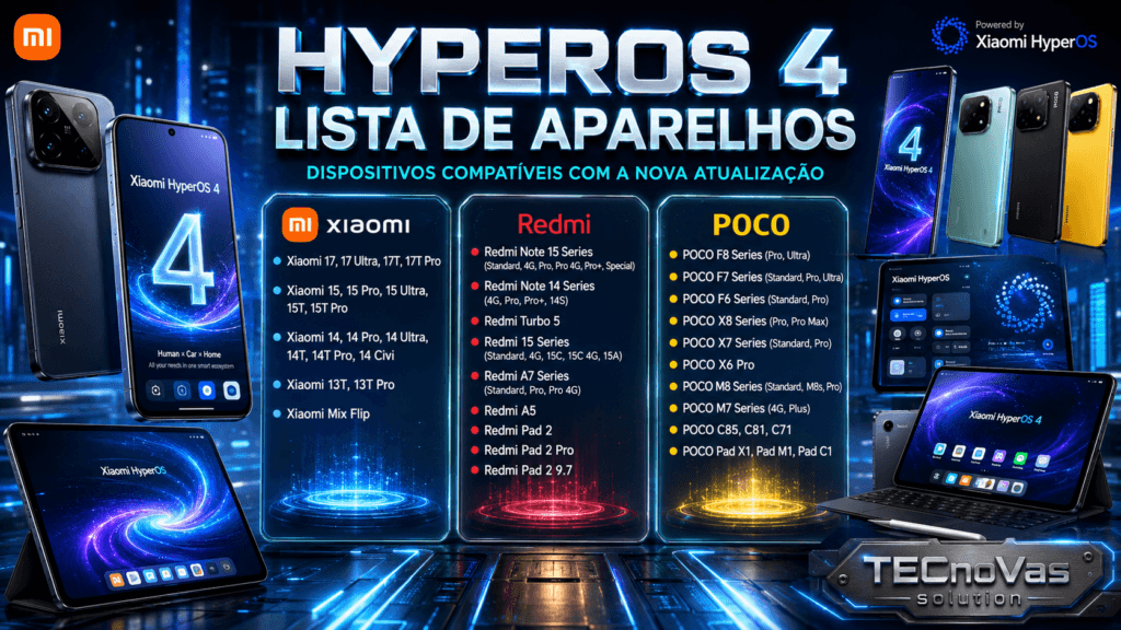 Lista completa de celulares que vao receber o HyperOS 4