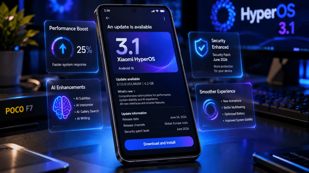  Versões HyperOS 3.1 do POCO F7 por região