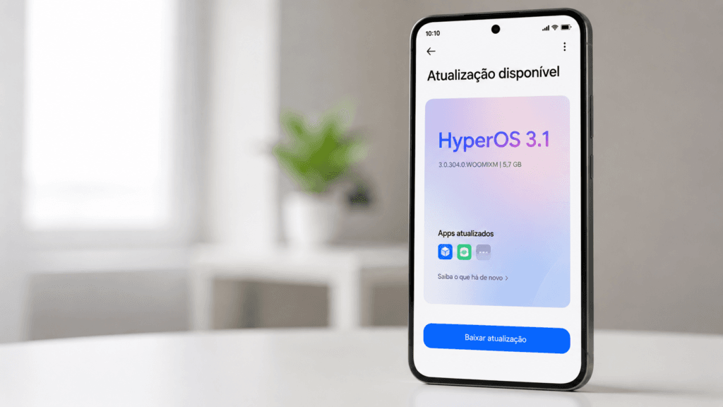 Notificação de atualização disponível em um Xiaomi para o HyperOS 3.1
