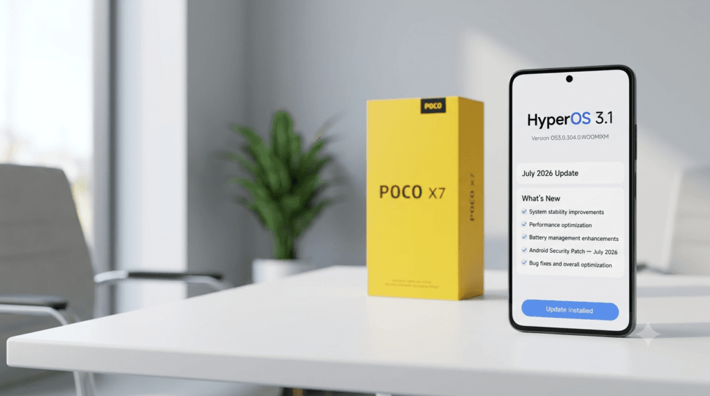 POCO X7 recebe pacote 304 e pula direto para julho 2 POCO X7 versão HyperOS 3.0.304.0.WOOMIXM