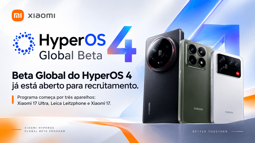 HyperOS 4 global: Xiaomi abre beta para 3 smartphones 2 Banner oficial do recrutamento beta do HyperOS 4 global da Xiaomi.