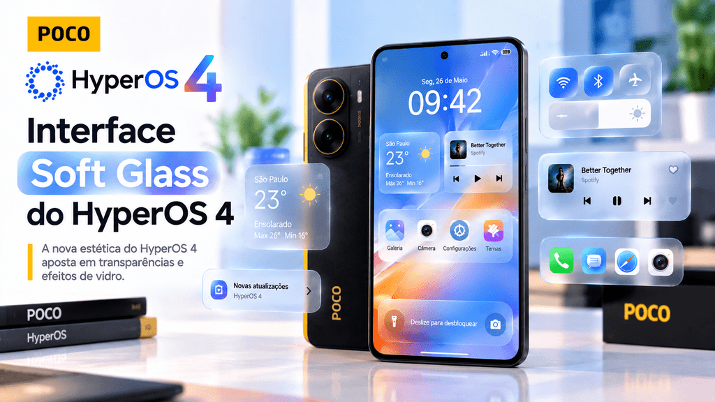 HyperOS 4 global: POCO X7 Pro entra em testes com Android 17 3 Tela do HyperOS 4 mostrando o design Soft Glass