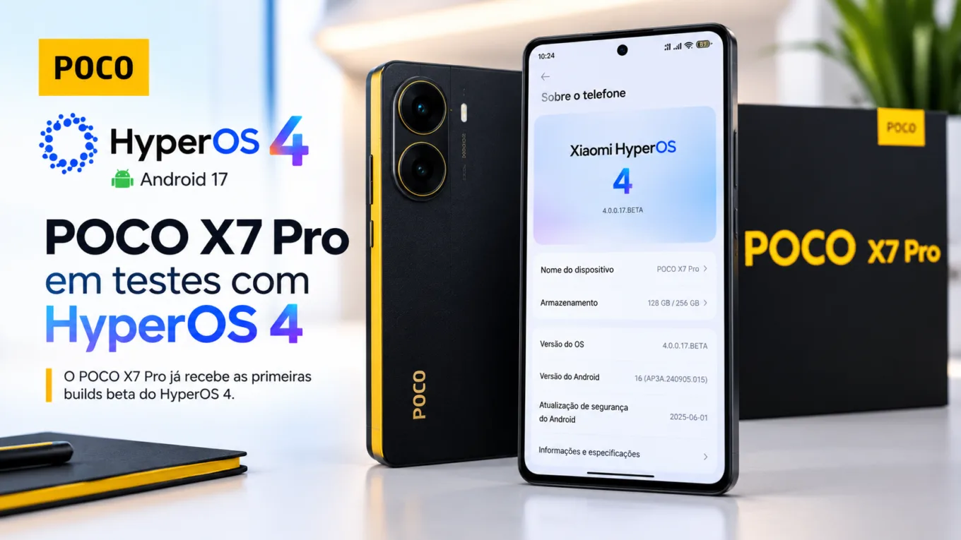 POCO X7 Pro testando atualização HyperOS 4 com Android 17